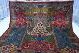 8x10 Ft Large Pictorial Rug - Afghan Handmade Wool Turkmen Home Deco Gray Multicolor Rug- Authentic Birds Animal Art For Kids Room - thumbnail 1