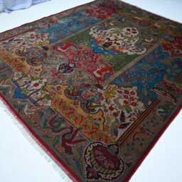 8x10 Ft Large Pictorial Rug - Afghan Handmade Wool Turkmen Home Deco Gray Multicolor Rug- Authentic Birds Animal Art For Kids Room - thumbnail 3