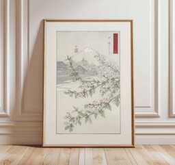 Japanese Cherry Blossom Wall Art, Vintage Ukiyo-E Style Print, Asian Landscape Poster, Sakura Tree Artwork, Oriental Home Decor - thumbnail 1
