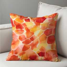 Abstract Mosaic Cushion Cover, Warm Red, Orange & Yellow Watercolor Pillow Case, Artistic Throw Colourful Living Room Decor - thumbnail 4