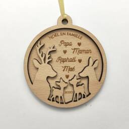 Personalized Wooden Christmas Ornament - Deer, Doe, & Fawn Family Family - thumbnail 3