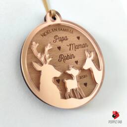 Personalized Wooden Christmas Ornament - Deer, Doe, & Fawn Family Family - thumbnail 2