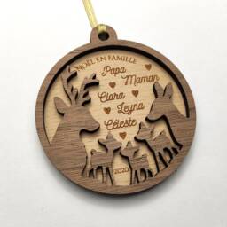 Personalized Wooden Christmas Ornament - Deer, Doe, & Fawn Family Family - thumbnail 1