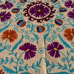 Artisan-Made Suzani Quilt - Hand-Embroidered Cotton, Colorful Boho Textile, Ethnic Bedding Or Sofa Throw - thumbnail 3