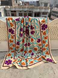 Artisan-Made Suzani Quilt - Hand-Embroidered Cotton, Colorful Boho Textile, Ethnic Bedding Or Sofa Throw - thumbnail 1