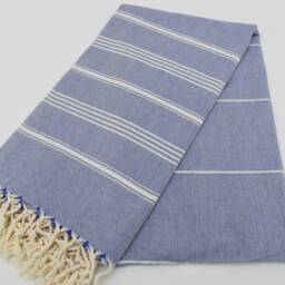 "Turkish Towel, Bohemian Towel, Blue Towel, 100x180cm, Turkish Peshtemal, Fouta, 40""x70" - thumbnail 3