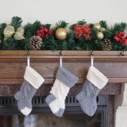 Hand Knit Christmas Stocking Set Of 5, Wool Yarn - thumbnail 2