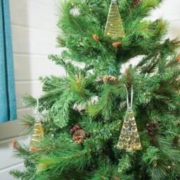 2 To 6 Medium Amber Chritmas Trees, Gold Christmas Decoration 12cm/3 3/4 - thumbnail 3