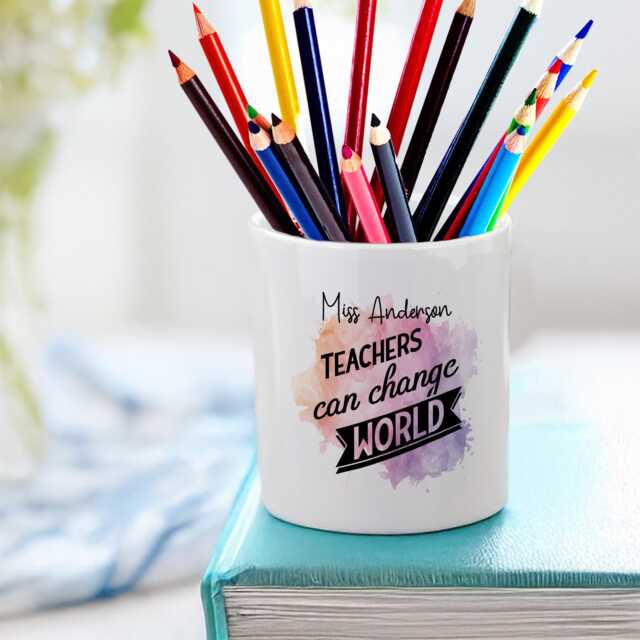 Personalised Teachers Can Change World Design Pencil Storage Ceramic Pot - image 1