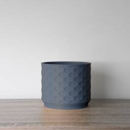 "Wallflower Planter With Drainage & Saucer in Stone Blue, Unique 3D-Printed Plant Pot, Small To Large Sizes 4"" 5"" 6"" 7"" 8" - thumbnail 2