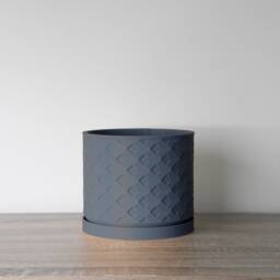 "Wallflower Planter With Drainage & Saucer in Stone Blue, Unique 3D-Printed Plant Pot, Small To Large Sizes 4"" 5"" 6"" 7"" 8" - thumbnail 3
