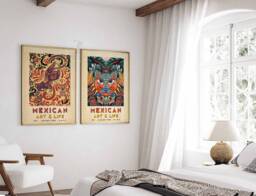 Mexican Set Of 2 Prints, Art Poster, Art, Wall Decor, Floral Print, A1/A2/A3/A4 - thumbnail 1