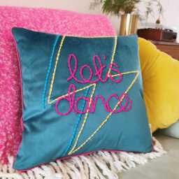 Let's Dance Lightning Bolt Embroidered Velvet Cushion - thumbnail 1