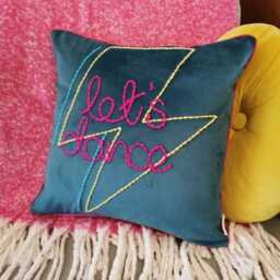Let's Dance Lightning Bolt Embroidered Velvet Cushion - thumbnail 4