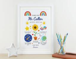 Personalised Thank You Teacher Gift - Nursery, School, Teaching Assistant End Of Term Present Custom Name Print Va219 - thumbnail 1