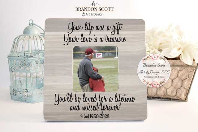Personalized Memorial Picture Frame Sympathy Gift, Remembrance, Your Life Was A Blessing, Family Loss Gift, Death Sympathy Frame - image 1