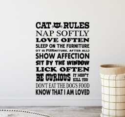Cat Rules Sign Wall Decal Rescue Poster Lady Gifts Quote Vinyl Sticker Vet Office Decor Lover Art Print R980 - thumbnail 1