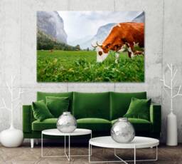 Traditional Swiss Cows Wall Art Print Switzerland Canvas Decor - thumbnail 1