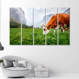 Traditional Swiss Cows Wall Art Print Switzerland Canvas Decor - thumbnail 3