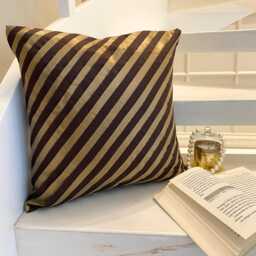 Art Silk Brown Striped Decorative Pillow Sham Cover, 24x24/26x26 Pintucks Pillowcase, Textured Modern Euro - Unfolding Antique - thumbnail 3