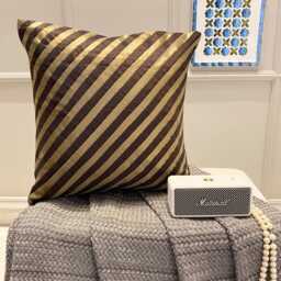 Art Silk Brown Striped Decorative Pillow Sham Cover, 24x24/26x26 Pintucks Pillowcase, Textured Modern Euro - Unfolding Antique - thumbnail 2