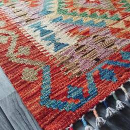 Kilim Rug Multicolour, Handmade Artisan Afghan Turkish Aztec Geometric Wool 129x82 cm - thumbnail 2