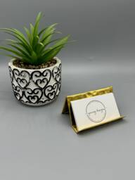 Hammered Brass Business Card Holder Office Desk Organizer - thumbnail 1