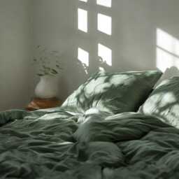 Fern Linen Bedding Set Rustic Duvet Cover & 2 Pillowcases Soft Medium Weight Bedding, Stonewashed Comfort - thumbnail 3