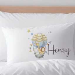 Personalised Safari Balloon Kids Duvet Cover Set With Toy Basket Jungle Bedroom Pillow Case - thumbnail 4