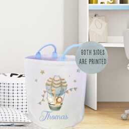Personalised Safari Balloon Kids Duvet Cover Set With Toy Basket Jungle Bedroom Pillow Case - thumbnail 2