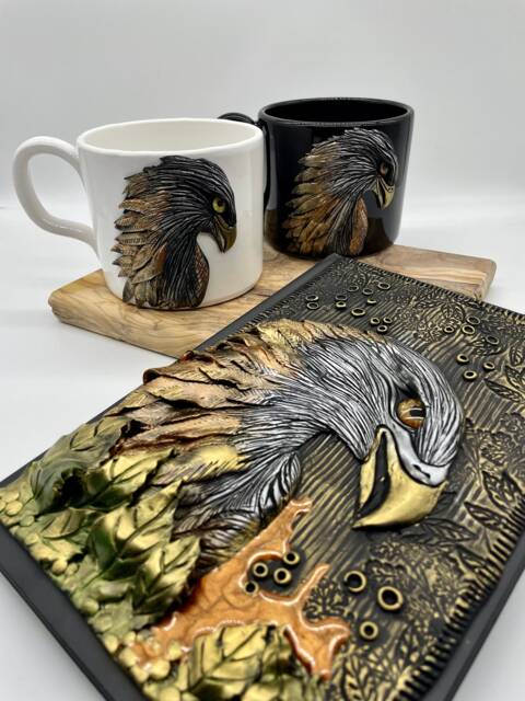 Eagle Journal Hand Sculpted Fimo Clay Book Diary - image 1