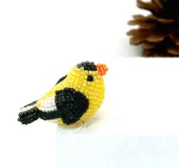 Goldfinch Beaded Miniature Bird Figurine