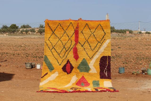 Handmade Wool Berber Rug Abstract Moroccan Boho Decor - image 1