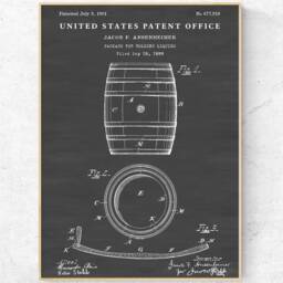 Barrel 1901 Patent Print. Whiskey, Wine Blueprint Poster, Beer Lover Gift, Man Cave Wall Art, Bar, Pub Vintage Decor, Ready To Hang Canvas - thumbnail 2