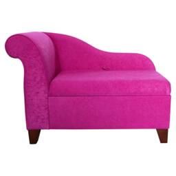 Handmade Small Storage Chaise Longue Plush Fuchsia Pink Ottoman - thumbnail 3
