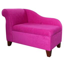 Handmade Small Storage Chaise Longue Plush Fuchsia Pink Ottoman - thumbnail 2