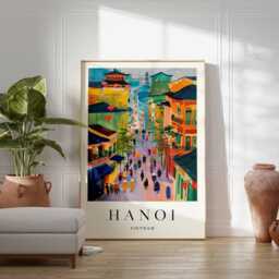 Hanoi Vietnam Travel Poster Southeast Asia Wall Art - thumbnail 2