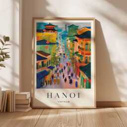 Hanoi Vietnam Travel Poster Southeast Asia Wall Art - thumbnail 3