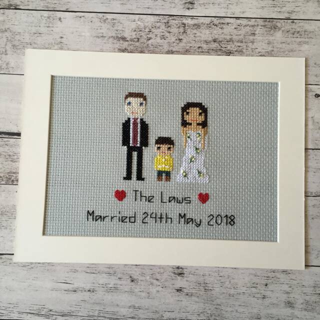 Anniversary Gifts For Men - Gift Husband Boyfriend Personalised Custom Anniverary Cross Stitch Pixel People Art - image 1
