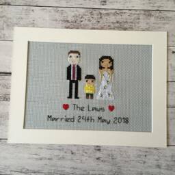 Anniversary Gifts For Men - Gift Husband Boyfriend Personalised Custom Anniverary Cross Stitch Pixel People Art - thumbnail 1