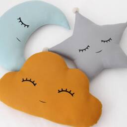 Baby Boy Nursery Pillows Moon Cloud Star Cushion Gift For Kids Room Decor Children Mustard Gray Boho Toddler Girl Neutral Newborn Birthday - thumbnail 2