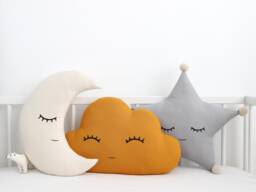 Baby Boy Nursery Pillows Moon Cloud Star Cushion Gift For Kids Room Decor Children Mustard Gray Boho Toddler Girl Neutral Newborn Birthday - thumbnail 1