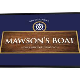 Personalised Boat Mat - Blue & Wood Colour Nautical Narrowboat/Sailing Boat Rubber Based Floor Mat - thumbnail 3