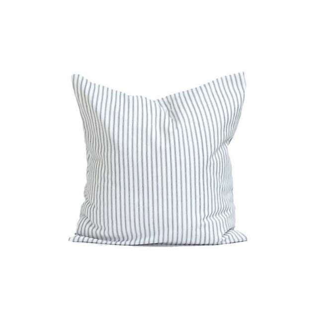Blue Ticking Stripe Pillow Cover Farmhouse Decor, 100% Cotton - image 1