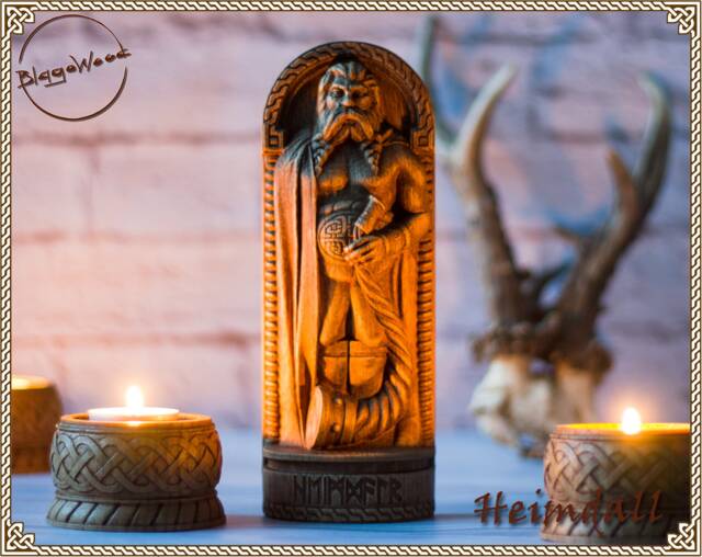 Heimdallr, Heimdall, Norse Pagan God Statue, For Asatru Altar Kit & Heathen Ritual - image 1