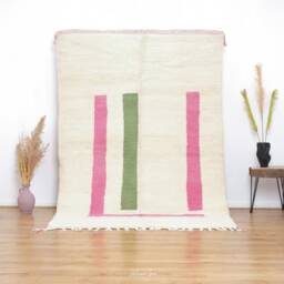 Pink Moroccan Rug, Handmade Wool Rug 5x8 Ft - thumbnail 1