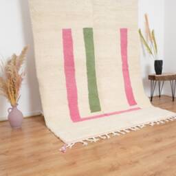 Pink Moroccan Rug, Handmade Wool Rug 5x8 Ft - thumbnail 2