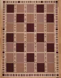 Handwoven Wool Kilim Rug Custom Scandinavian Geometric Design, Boho Red Minimalist Decor - thumbnail 1