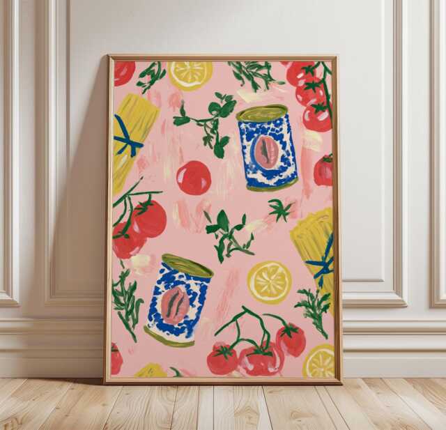 Italian Kitchen Poster, Tomato Pasta Print, Food Wall Art - image 1