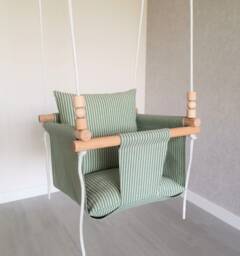 Deluxe Linen Baby Swing Striped Fabric, Indoor Toddler Fun - thumbnail 1